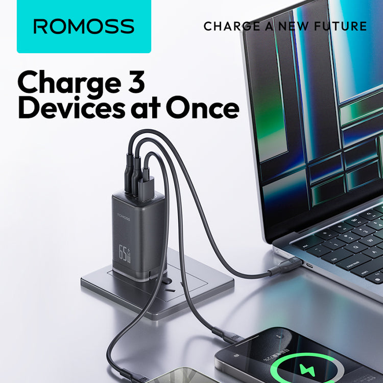 ROMOSS AC65MC EU 65W GAN PRO LAPTOP AND MOBILE FAST CARGER