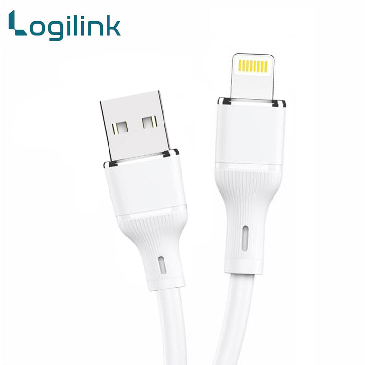 LOGILINK USB TO LIGHTNING SILICONE FAST CHARGING DATA CABLE 1M (1 YEAR WARRANTY) WHITE