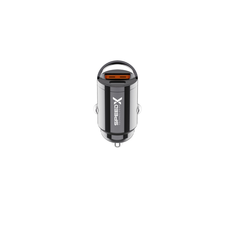 SPEED-X SX-C41 MINI 48W PD + QC DUAL-PORT ALUMINIUM CAR CHARGER