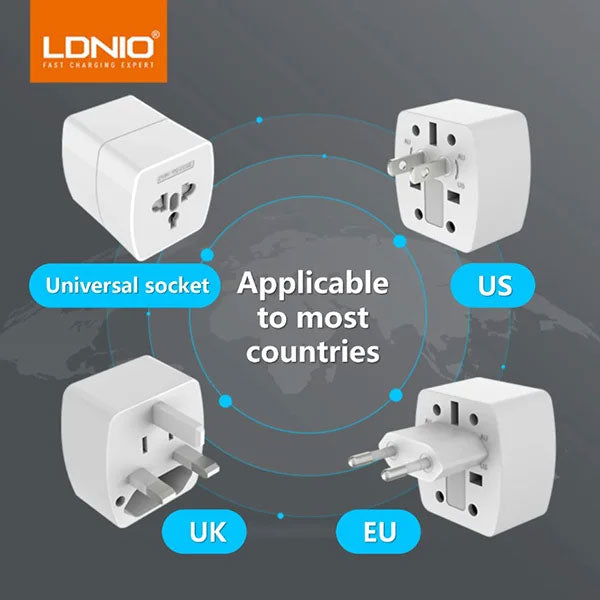 LDNIO Z4 UNIVERSAL 6A TRAVEL ADAPTER FOR UK US EU AU UNIVERSAL PLUG