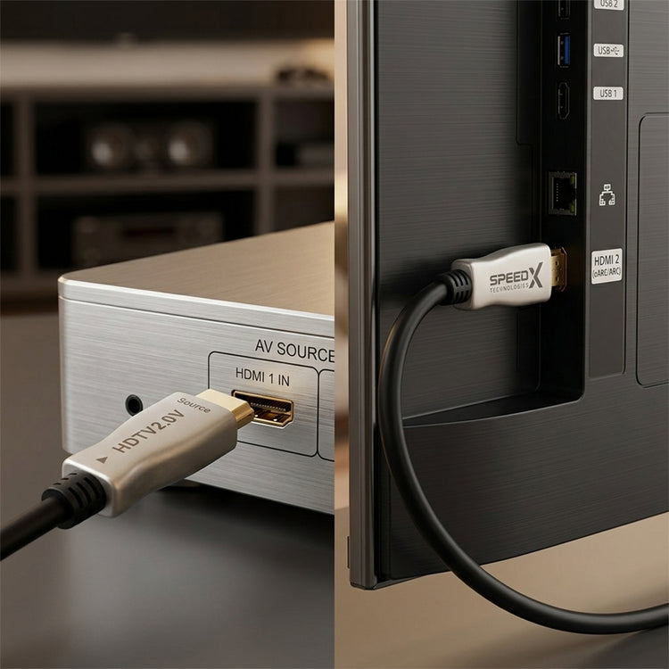 SPEED-X 15M FIBER HDMI CABLE 2.0/2.1 AOC(ACTIVE OPTICAL CABLE) 30AWG COPPER SUPPORT 4K 8K UHD