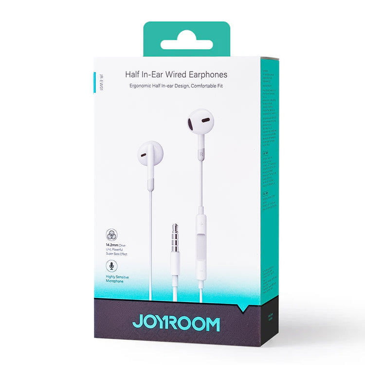 JOYROOM-EW01 3.5MM Wired Series Half In-Ear Wired Earphones white