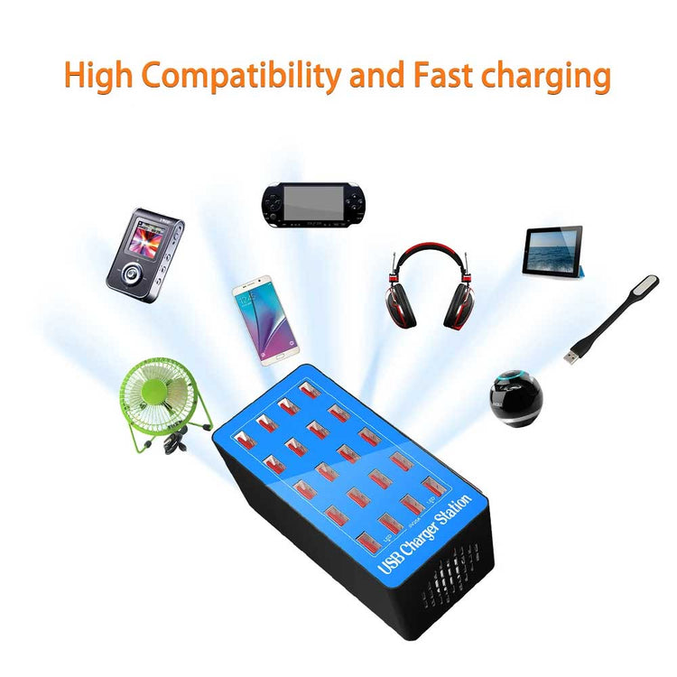 20-PORT 100W MULTIPLE USB CHARGING STATION FOR MULTI DEVICES