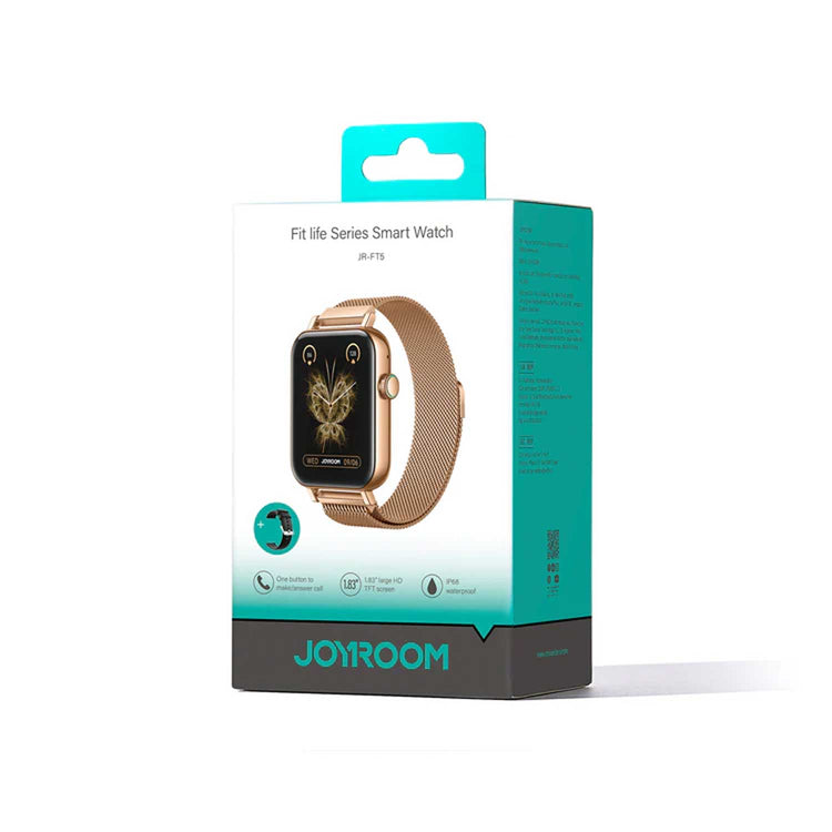 Joyroom-Ft5 Pro Fit-Life Series Smart Watch (Answer/Make Call)- WITH SMART-TIME PRO APP Roze Gold