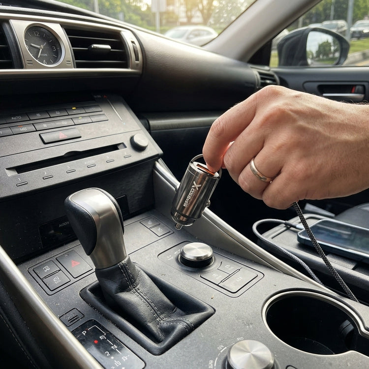 SPEED-X SX-C41 MINI 48W PD + QC DUAL-PORT ALUMINIUM CAR CHARGER