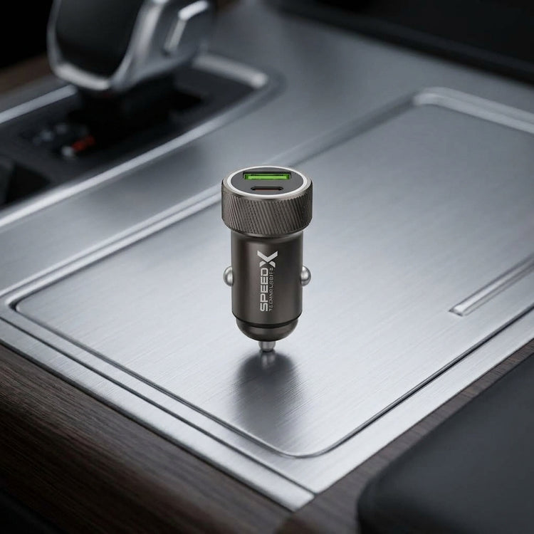 SPEED-X SX-C42 ELITE 48W PD + QC DUAL-PORT ALUMINIUM CAR CHARGER