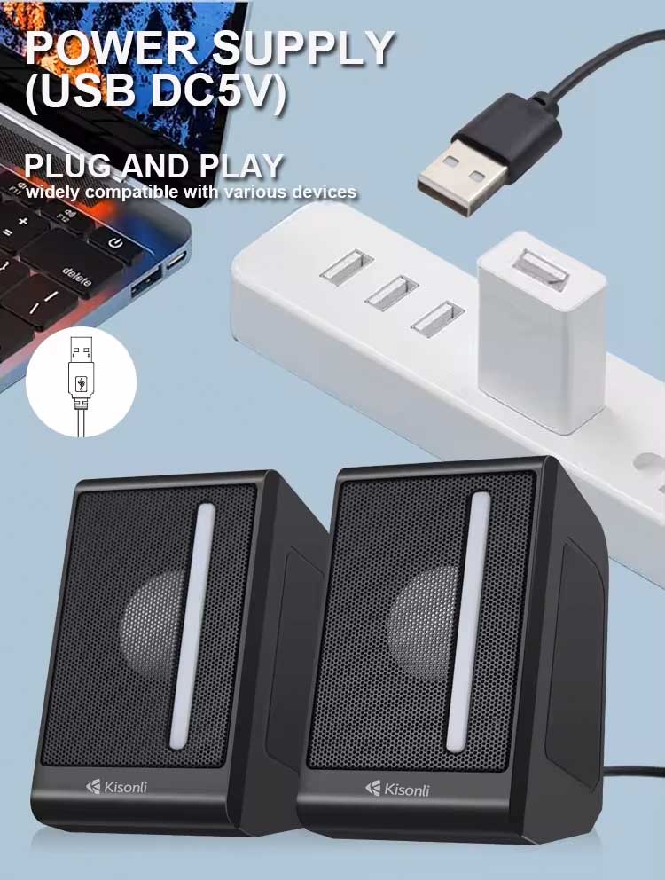KISONLI X16 MINI USB 2.0 PORTABLE SPEAKER FOR LAPTOP PC WITH RGB LIGHT