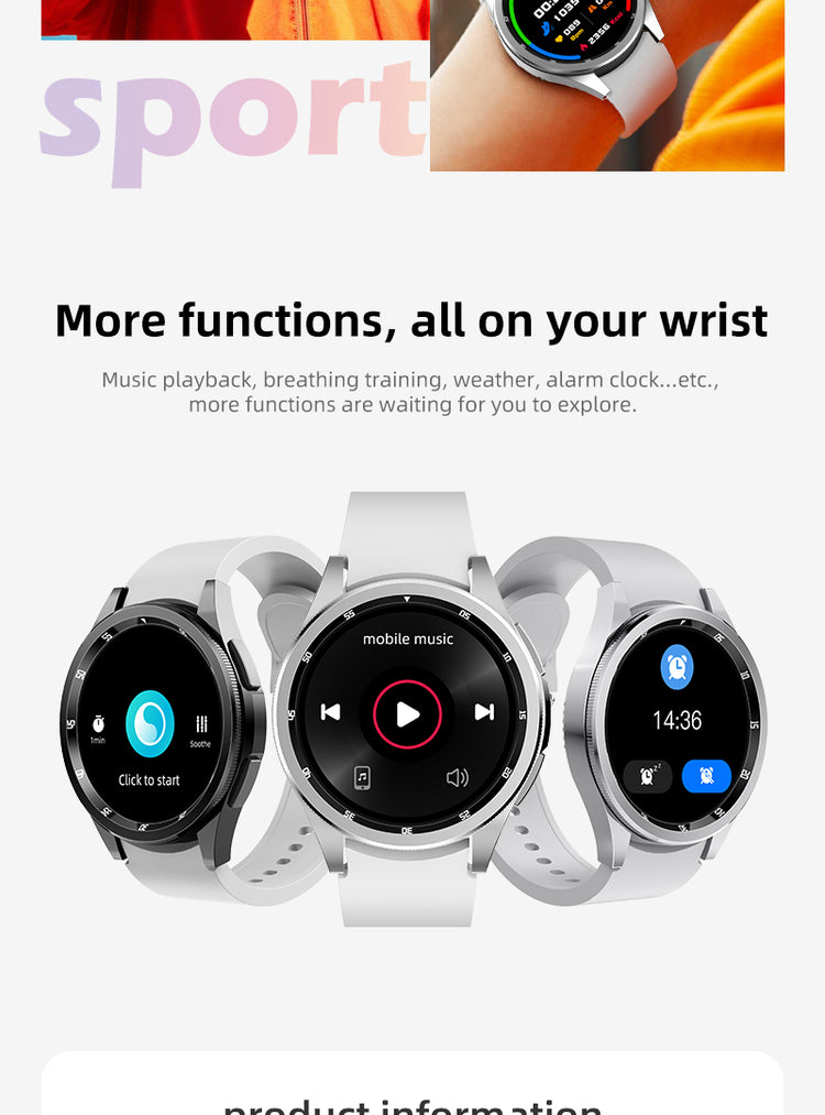 JS WATCH 6 CLASSIC 1.43 INCH AMOLED DISPLAY SPORT SMART WATCH NFC IP67 WITH AIFIT MAX APP SILVER