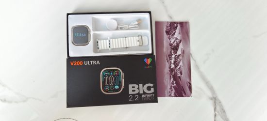 V200 NEW FASHION ULTRA 2.2 LARGE SCREEN IP68 WATERPROOF SPORT SMART WATCH WITH WearFit pro APP BLACK