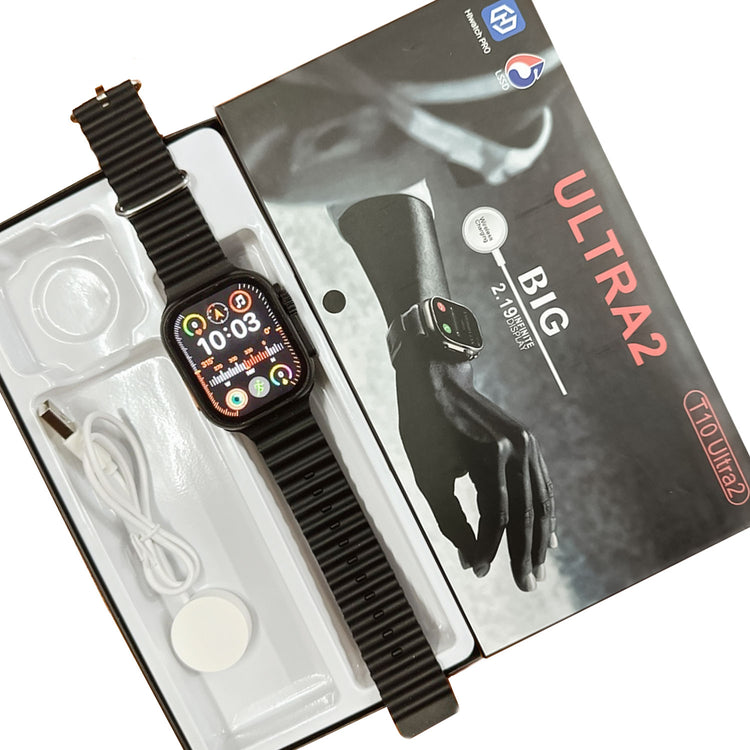 T10 ULTRA 2 SMART WATCHES 2.19 INCH 49MM STRAPS BT CALL WITH HIWATCHPRO APP (BLACK)