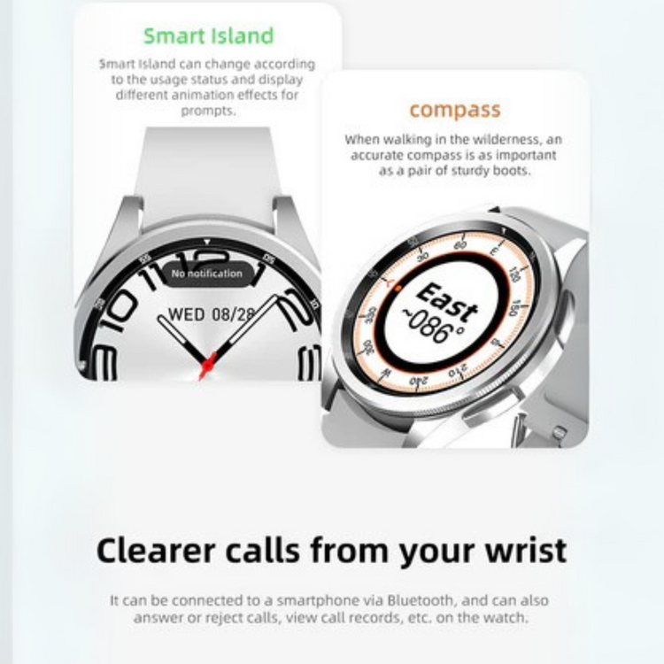 JS WATCH 6 CLASSIC 1.43 INCH AMOLED DISPLAY SPORT SMART WATCH NFC IP67 WITH AIFIT MAX APP SILVER