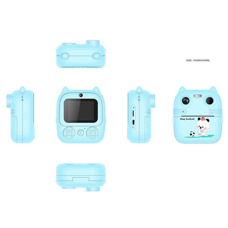 D8S CHILDRENS TIME FRONT/BACK REAR HD DIGITAL THERMAL PRINT CAMERA 1080P 48MP BLUE
