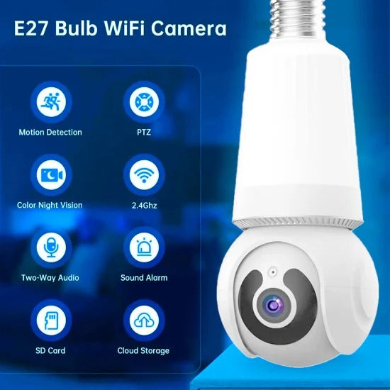 SPEED-X SPE27-LED8 BULB CAMERA WIFI PANORAMIC NIGHT VISION WITH V380 PRO APP