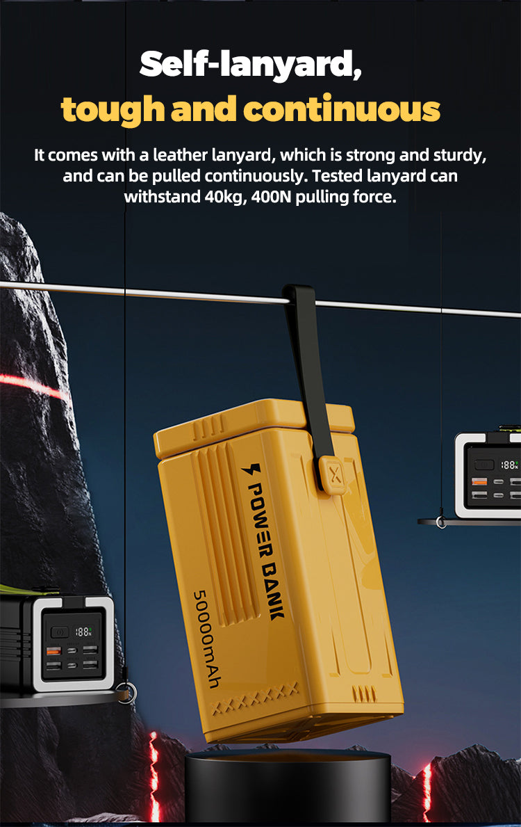 FAXITE Y50 50000MAH 22.5W FAST CHARGING PORTABLE POWER BANK WITH LED LIGHT YELLOW