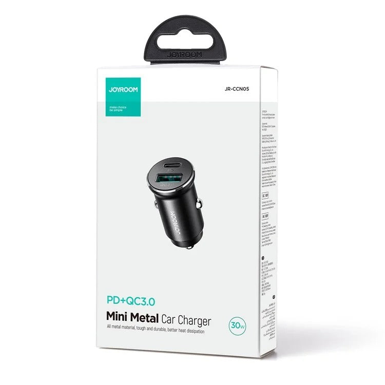 JOYROOM CCN05 MINI 30W USB + TYPE-C FAST CHARGING (PD+QC3.0) CAR CHARGER