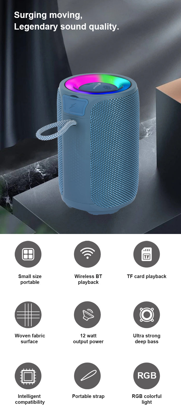 KISONLI Q23 12W BT SUPER BASS WIRELESS BLUETOOTH SPEAKER WITH RGB LIGHT