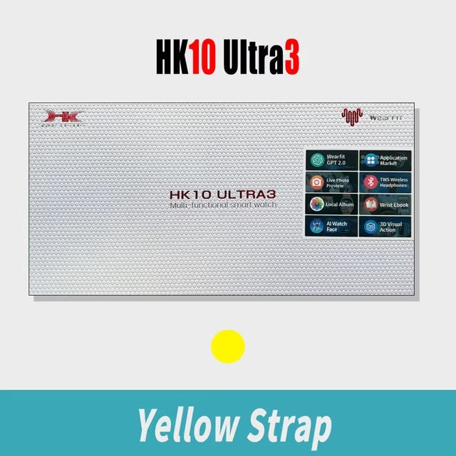 HK10 ULTRA 3 2.02 AMOLED DISPLAY G-SENSOR AI FEATURES WITH WEARFIT PRO APP 2 STRAPS BLACK