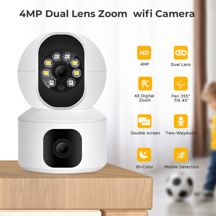 SPEED-X N9-2 HD SMART 4MP 2+2 WIFI DOUBLE LENS AUTO-TRACKING TOW WAY AUDIO IR NIGHT VISION CAMERA