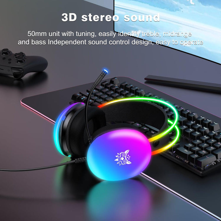 ONIKUMA-X25 PRO RGB HEAD BEAM WITH MIC 3.5MM DURABLE STEREO SURROUND GAMING HEADSET BLACK