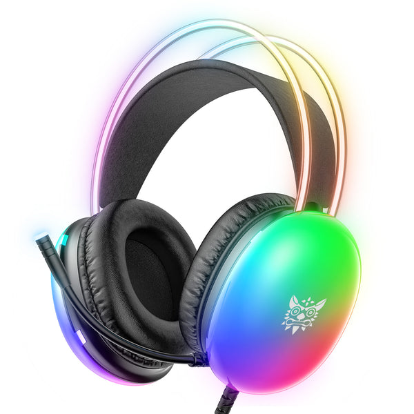 ONIKUMA-X25 PRO RGB HEAD BEAM WITH MIC 3.5MM DURABLE STEREO SURROUND GAMING HEADSET BLACK