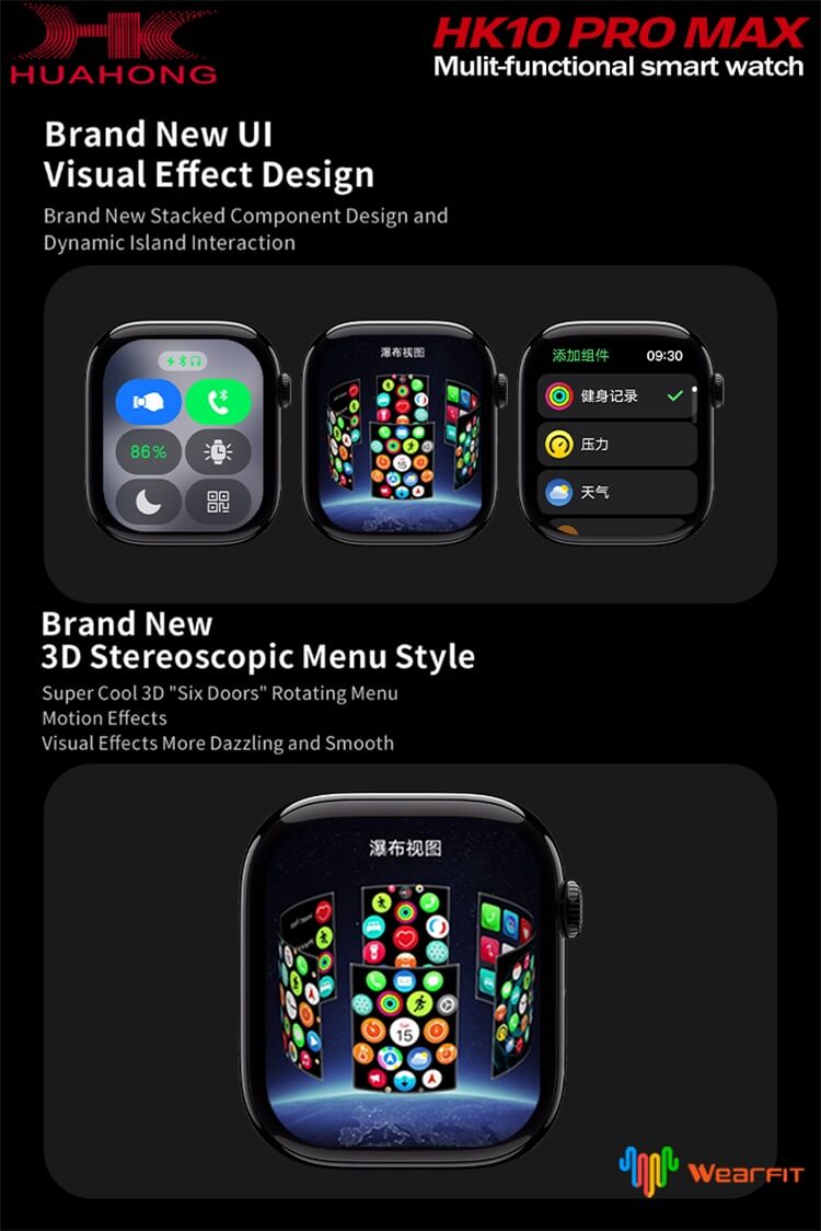 HK10 ULTRA 3 2.02 AMOLED DISPLAY G-SENSOR AI FEATURES WITH WEARFIT PRO APP 2 STRAPS SILVER