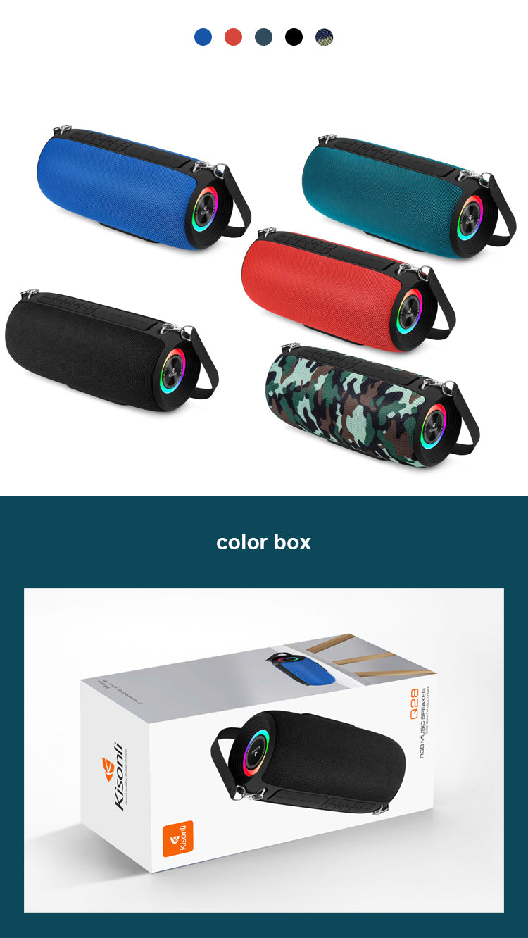 KISONLI Q28 10W BT/FM/USB/TF/TWS/RGB BLUETOOTH SUPER BASS SPEAKER