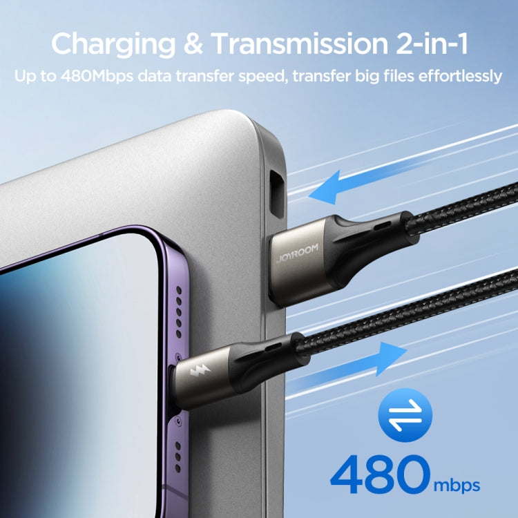 JOYROOM S-A25 LIGHT-SPEED SERIES 3A FAST CHARGING DATA CABLE (USB-A TO TYPE-C) 2M-BLACK