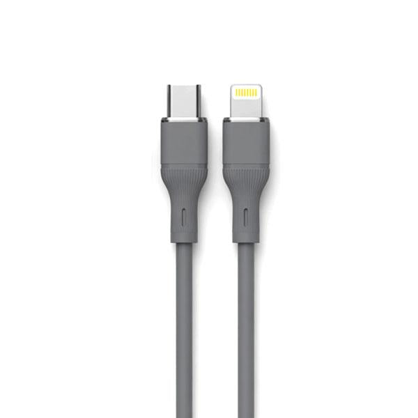 LOGILINK TYPE C TO LIGHTNING SILICONE FAST CHARGING DATA CABLE 1M (1 YEAR WARRANTY) GREY