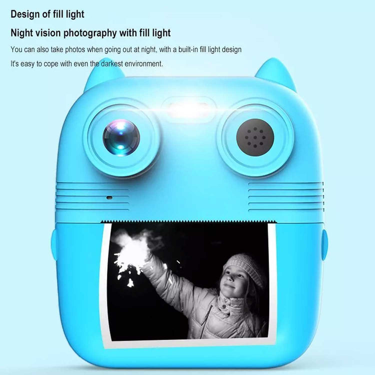 D8S CHILDRENS TIME FRONT/BACK REAR HD DIGITAL THERMAL PRINT CAMERA 1080P 48MP BLUE