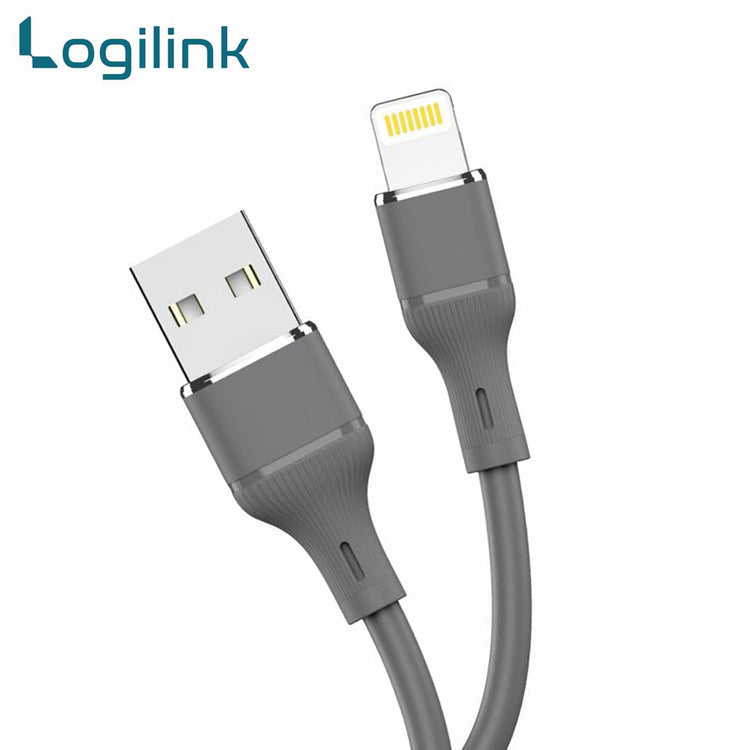 LOGILINK USB TO LIGHTNING SILICONE FAST CHARGING DATA CABLE 1M (1 YEAR WARRANTY) GREY
