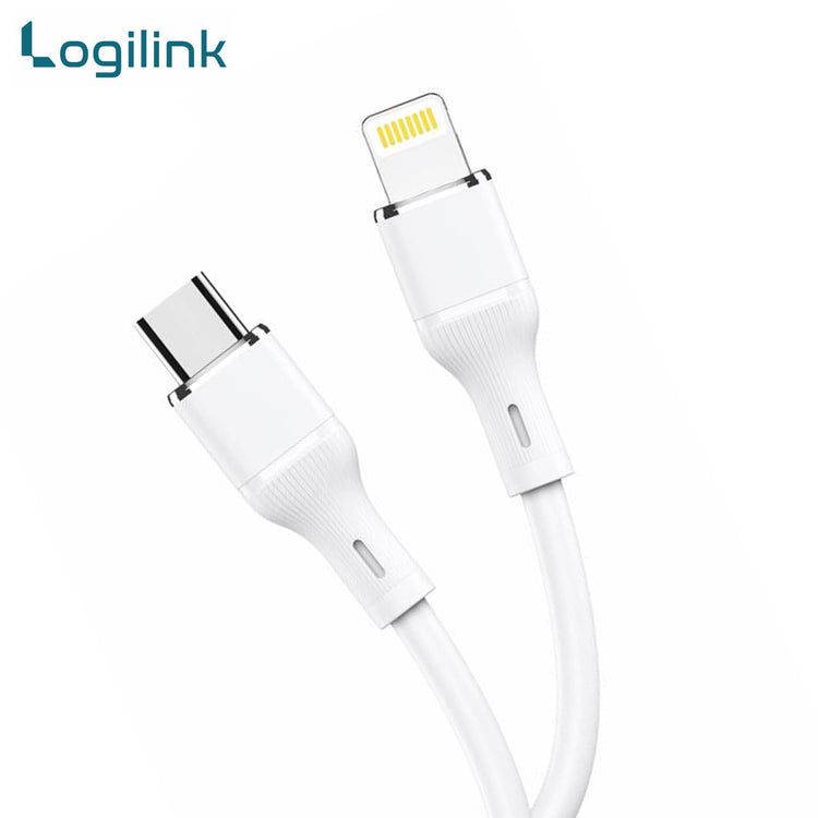 LOGILINK TYPE C TO LIGHTNING SILICONE FAST CHARGING DATA CABLE 1M (1 YEAR WARRANTY) WHITE