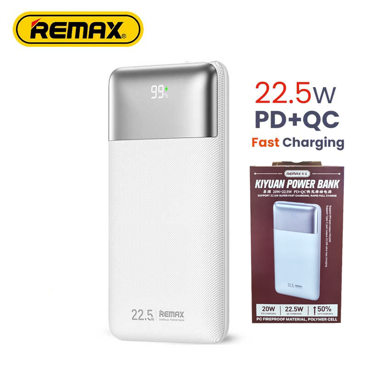 REMAX Kiyuan Series 20W+22.5W PD+QC Fast Charging Power Bank 10000mAh RPP-5 White