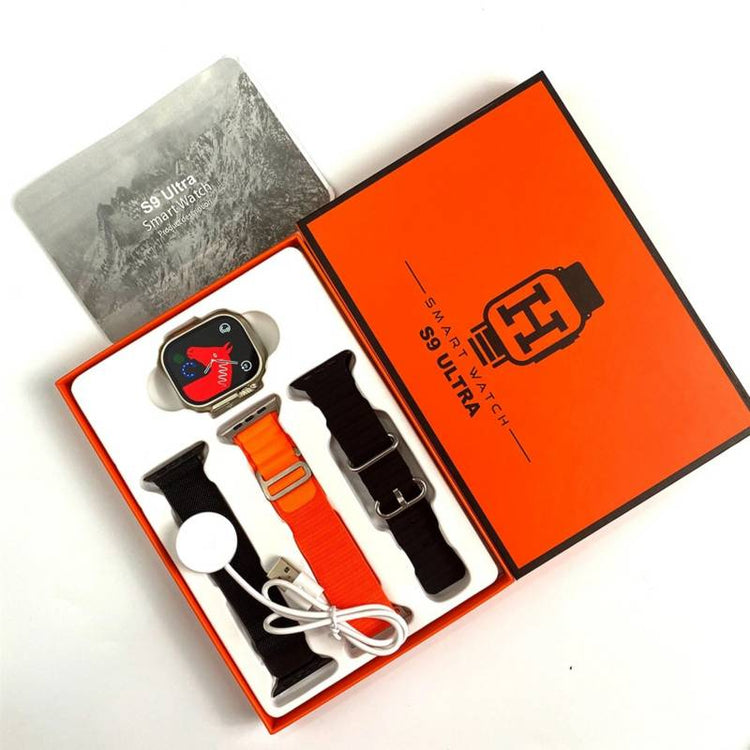 S9 ULTRA 49MM (3 STRAPS) SMART WATCH SERIES 9 WITH Metal Milanese Strap BLUETOOTH VOICE CALL 2.2 INCH HD SCREEN WITH FITPRO APP BLACK