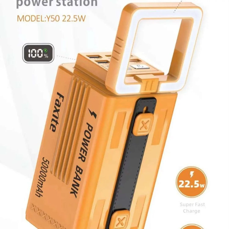 FAXITE Y50 50000MAH 22.5W FAST CHARGING PORTABLE POWER BANK WITH LED LIGHT YELLOW