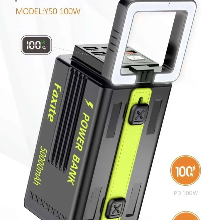 FAXITE Y50 50000MAH 22.5W FAST CHARGING PORTABLE POWER BANK WITH LED LIGHT BLACK