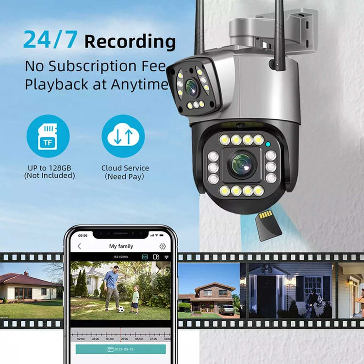 SPEED-X PTZ (SPZ-702) 2 CAMERA LENS WIFI OUTDOOR 4MP COLOR NIGHT VISION WITH V380 PRO APP
