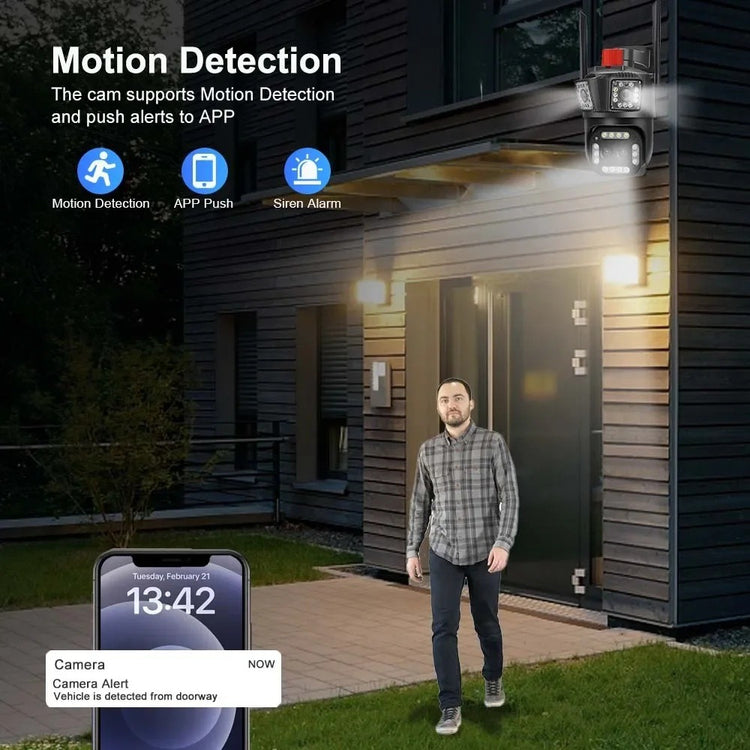 SPEED-X PTZ (SPZ-803) 3 CAMERA LENS WIFI OUTDOOR 6MP COLOR NIGHT VISION WITH V380 PRO APP