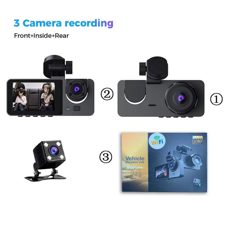 Y15 3-channels Wifi Dash Cam 1080p Hd Night Vision