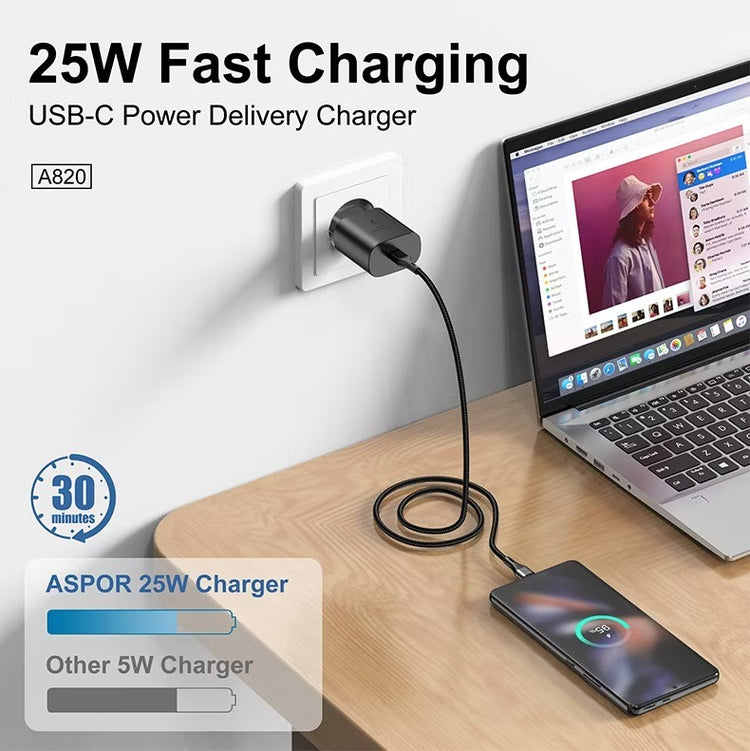 Aspor A820eu 25w Usb-c Fast Charging Power Adapter