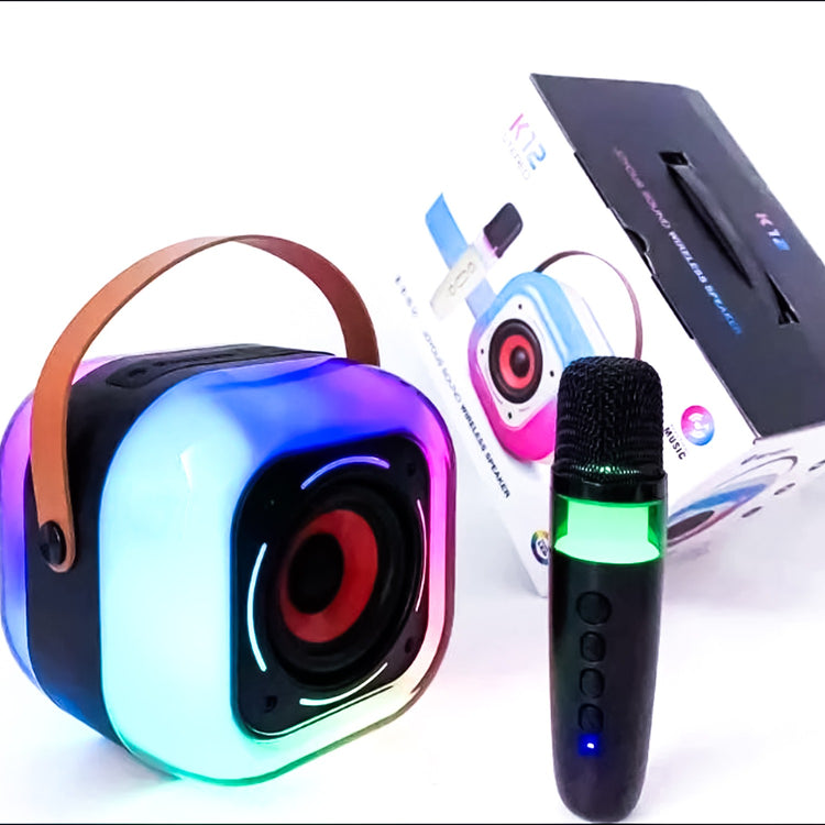 K12 MINI AUDIO MICROPHONE WITH VOICE CHANGER KARAOKE FAMILY WIRELESS BLUETOOTH OUTDOOR SPEAKER