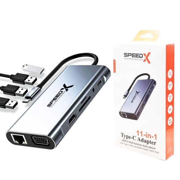 SPEED-X 11 IN 1 MULTI-PORT TYPE C 4K HDMI USB 3.0 CONVERTER