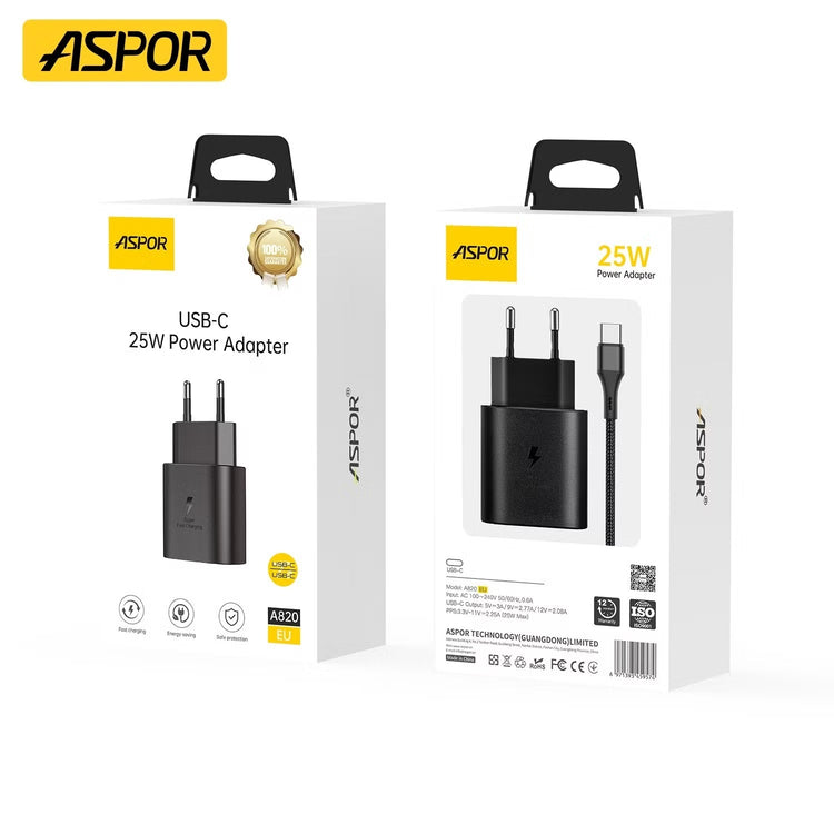 Aspor A820eu 25w Usb-c Fast Charging Power Adapter