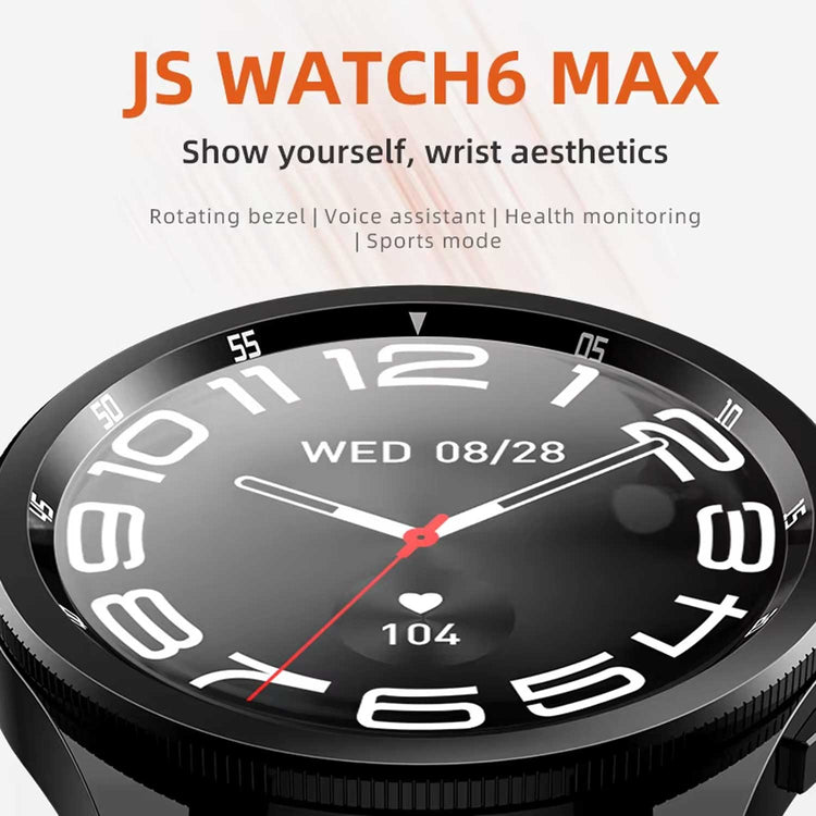 JS WATCH 6 MAX CLASSIC 1.43 INCH AMOLED DISPLAY SPORT SMART WATCH NFC IP67 WITH AIFIT MAX APP BLACK