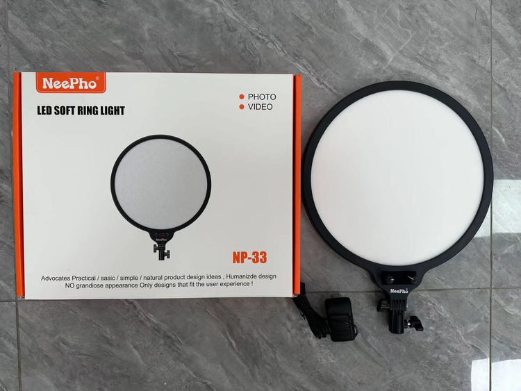 NEEPHO 33CM LED SOFT RING LIGHT WITH 360 ROTATING PAN TILT