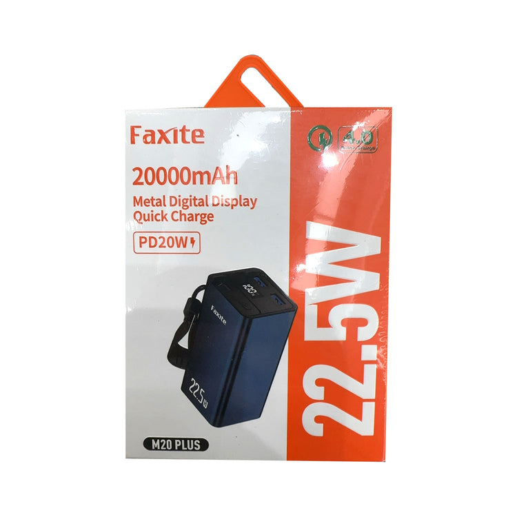FAXITE M20PLUS 20000mah 22.5W METAL DIGITAL DISPLAY QUICK CHARGE 4.0 POWER BANK