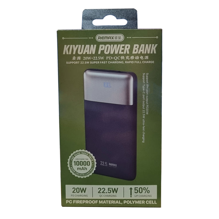 REMAX Kiyuan Series 20W+22.5W PD+QC Fast Charging Power Bank 10000mAh RPP-5 Dark Blue